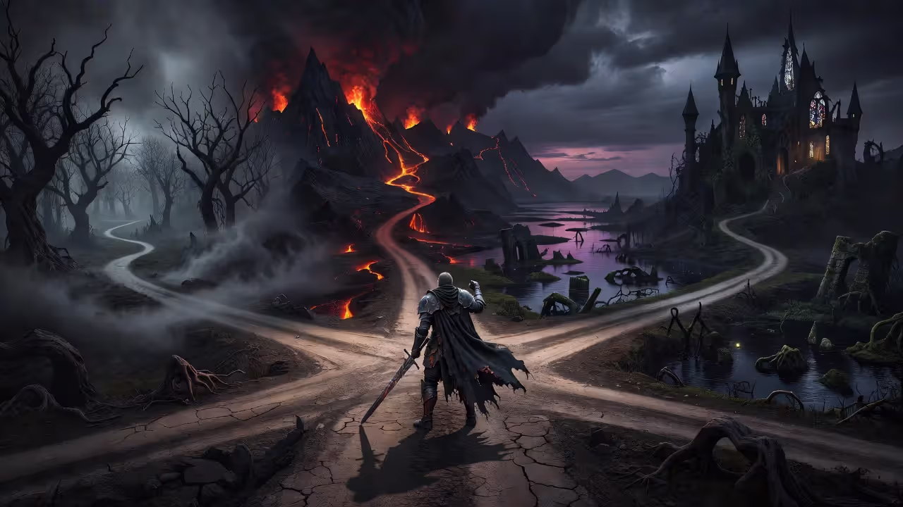 Выбор пути в souls-like игре для новичков