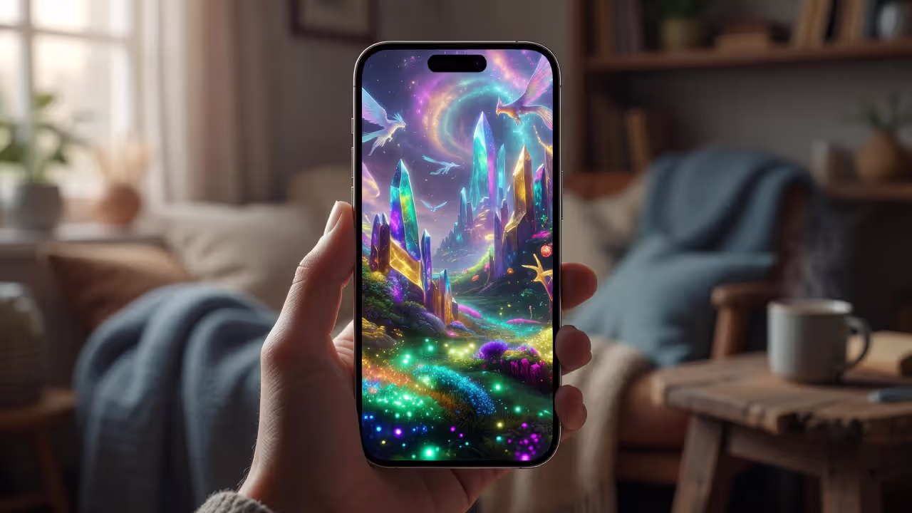 iPhone с мобильной игрой в руках пользователя