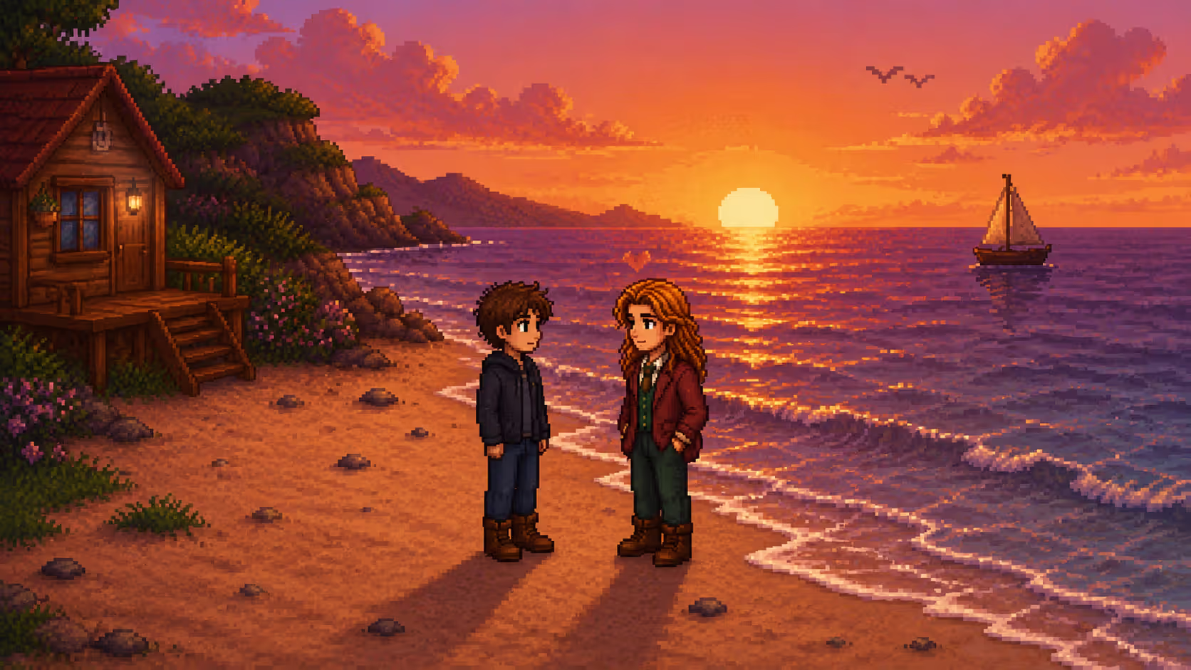 Романтическая встреча с Эллиотом на пляже в Stardew Valley